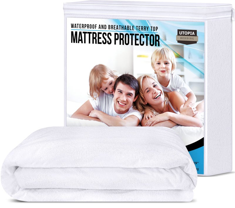 Utopia Bedding Waterproof Mattress Protector Queen Size, Premium Terry Mattress Cover 200 GSM, Breathable, Fitted Style with Stretchable Pockets (White) - Image 4