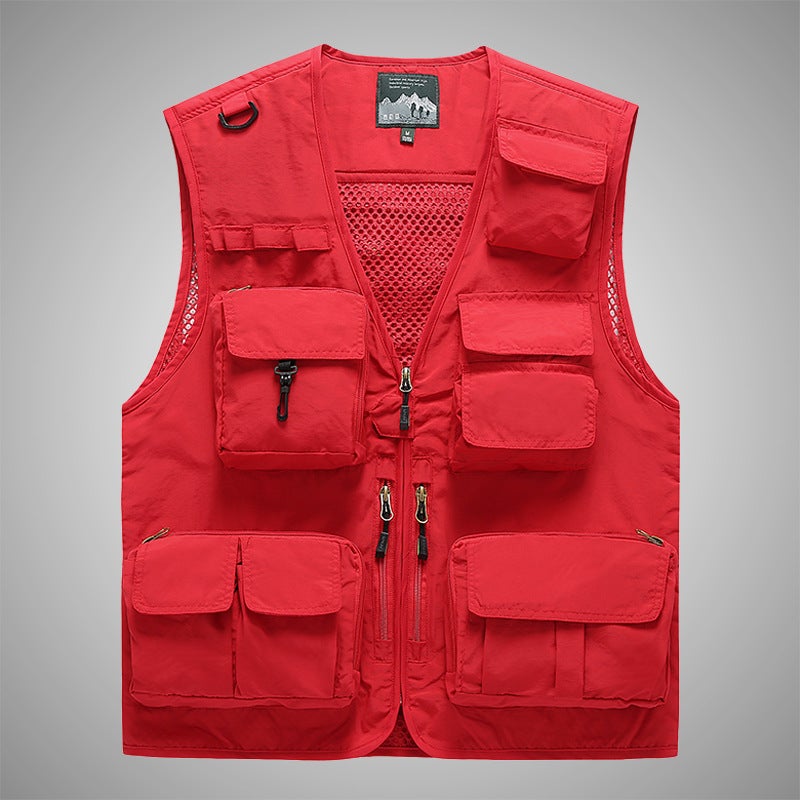 Multi-Pocket Vest Street Wear Sports Loose Vest Men'S Waistcoat Sleeveless Fishing Jacket Custom Logo - Image 3