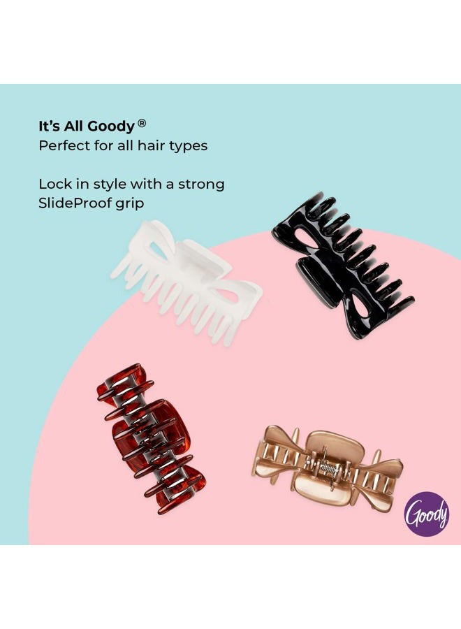 Goody SlideProof Classics Medium Claw Clips - 4 Ct, Assorted Neutrals, Hair Styling Accessories with Secure Grip, Chic Hair Accessories for Women & Men, For All Occasions, All Hair Types - Image 3