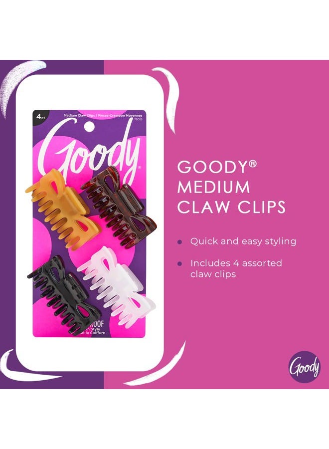 Goody SlideProof Classics Medium Claw Clips - 4 Ct, Assorted Neutrals, Hair Styling Accessories with Secure Grip, Chic Hair Accessories for Women & Men, For All Occasions, All Hair Types - Image 2