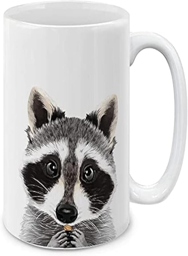 MUGBREW Cute Animal Raccoon Ceramic Coffee Mug Tea Cup, 11 OZ
