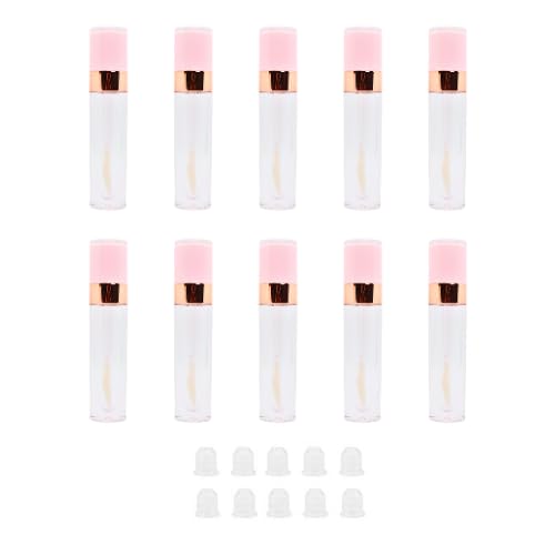 10 pcs luxury cylindrical Lipgloss Tube with Pink and Rosegold Cap wand included - Image 1