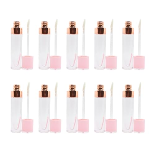 10 pcs luxury cylindrical Lipgloss Tube with Pink and Rosegold Cap wand included - Image 2