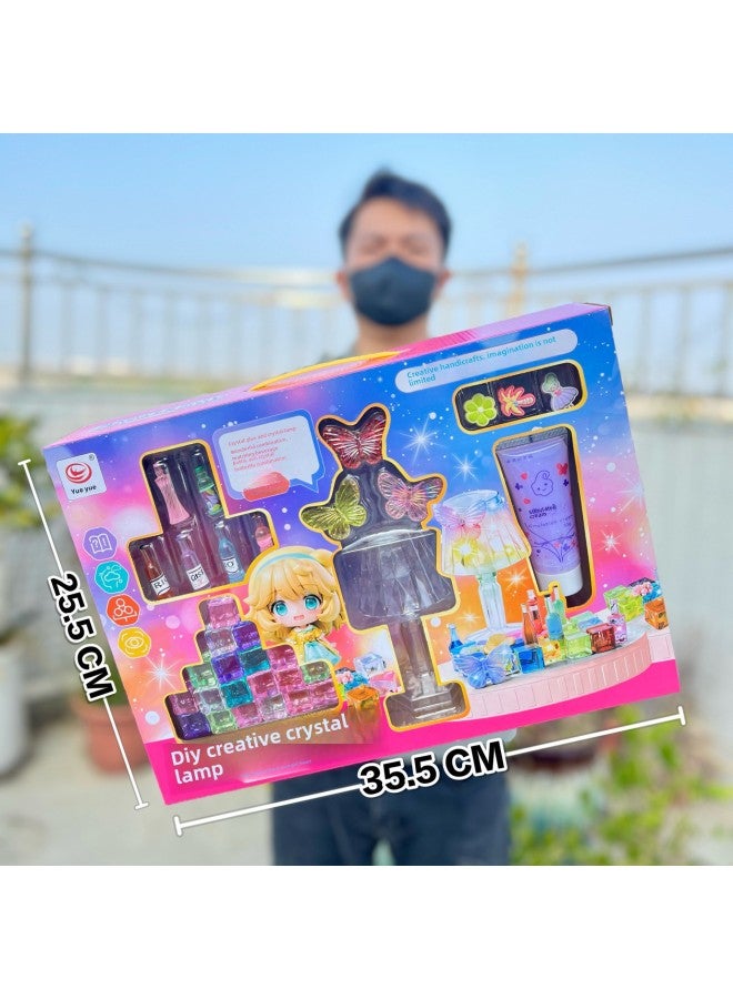 Children's Simulation Kitchen Tableware Small Household Appliances Supermarket Set Gift Box Play House Toys Training Gifts-Color:6665 Creative Handmade DIY Crystal Lamp gift Box】 - Image 1