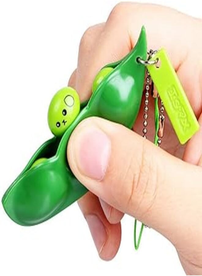 Keychain Keyring Fidget Bean Extrusion Bean Pea Soybean Toys Gift 