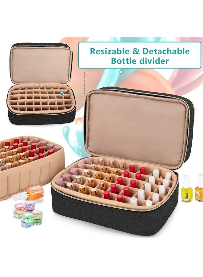 Nail Polish Storage Holds 40 Bottles (15ml - 0.5 fl.oz), Nail Polish Case with Manicure Tools Storage Sections (Patented Design), Black