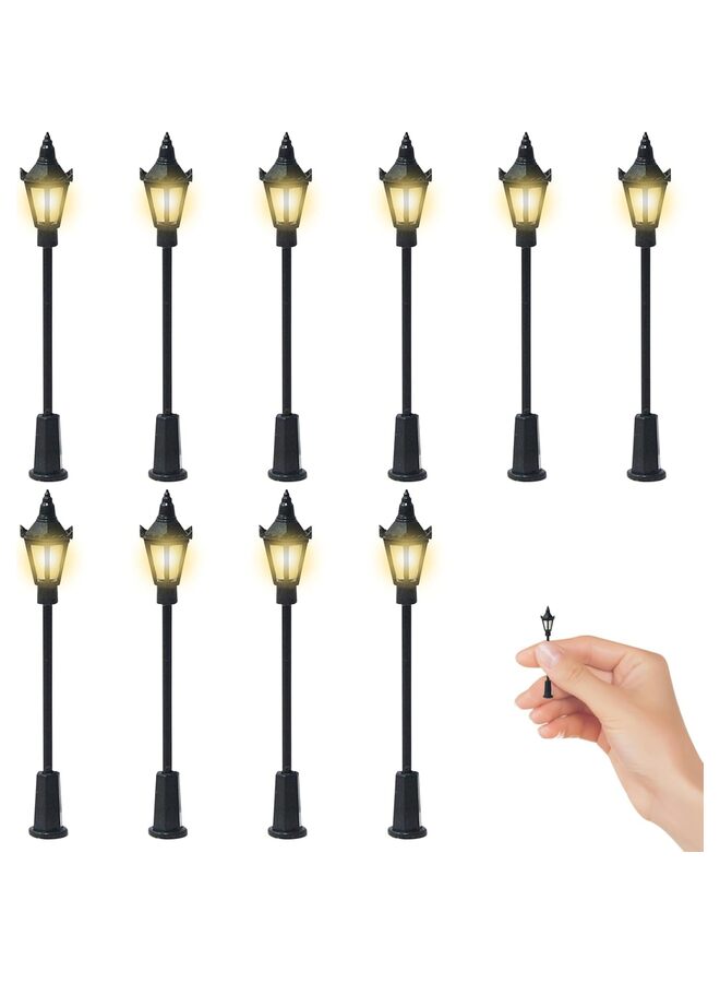 6PCS Model Railway Lamppost Lamps Street Lights 2.6" LEDs Dollhouse Miniature Street Lights Mini Street Lamps Post Lights Pathway Lantern for Micro Landscape Accessories (B) - Image 1