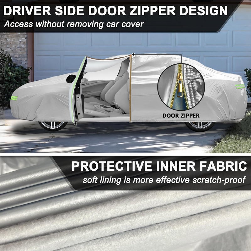 HLOGREE Coupe Car Cover Waterproof All Weather for Automobiles, Universal Fit Audi TT, BMW Z4, Porsche 718 Boxster Cayman, Nissan 240SX, Subaru BRZ, Mazda RX-8, Hyundai Accent etc. (Fit Sedan, Up to 177") Global mainstream design picks - Image 3