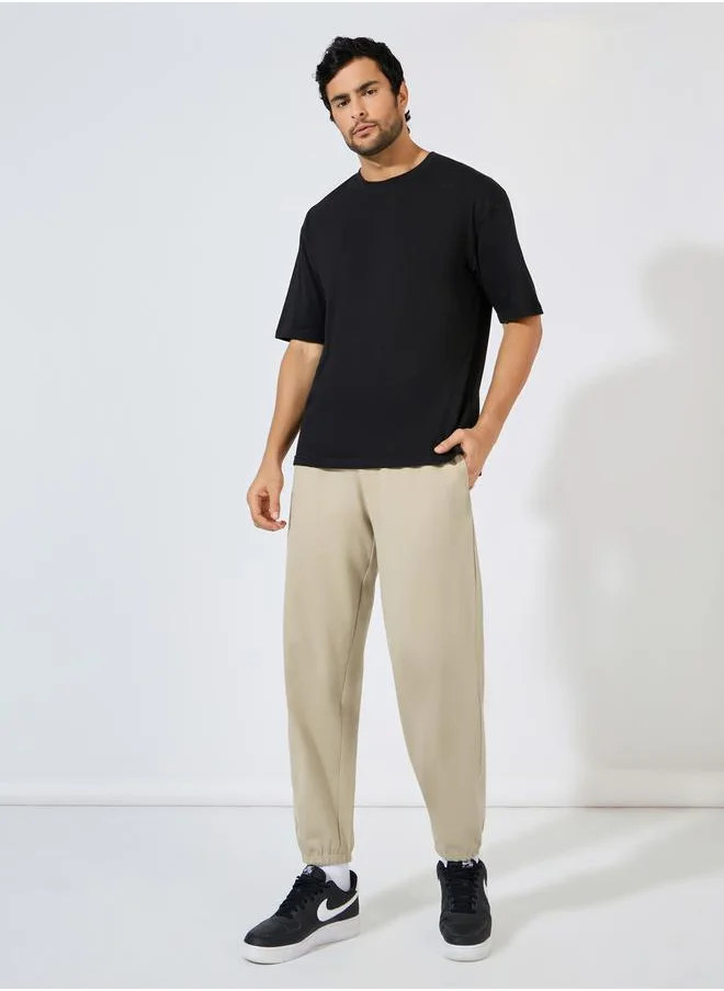 Styli Relaxed Fit French Terry Joggers with Elasticated Hem