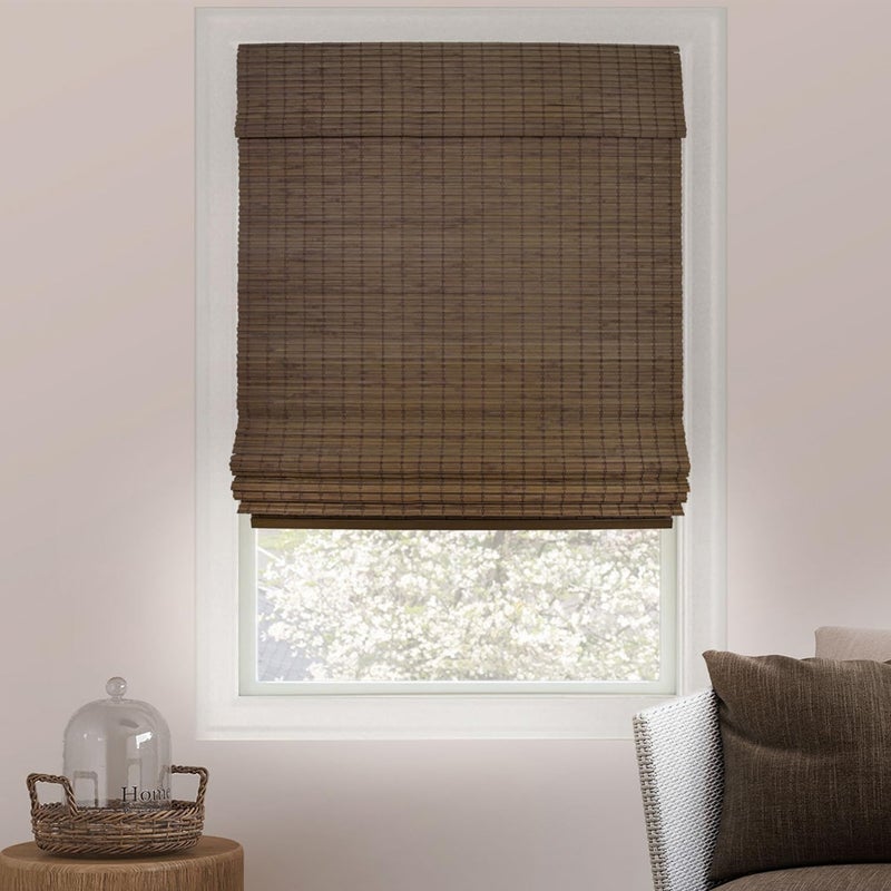 CHICOLOGY Bamboo Roman Shades Customer Favorite Blackout Blinds for Windows Premium Quality Ideal for Home Moose Blackout Brown 23 W X 64 H