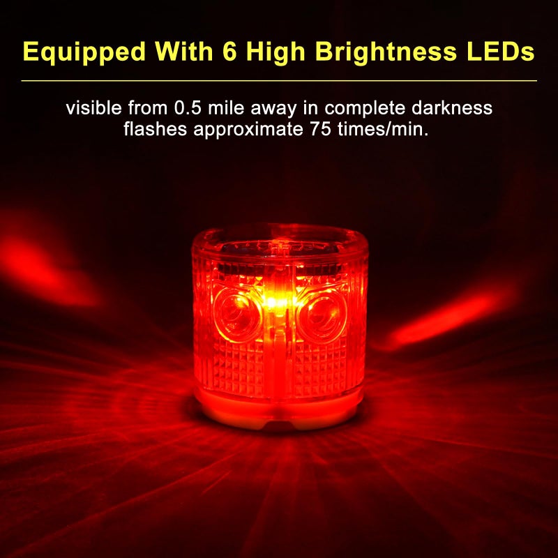 Aolyty Solar Strobe Warning Light Strong Magnetic Base Flashing Super Bright 360 Degree Automatically Turn On Waterproof for Construction Traffic Factory (Red) - Image 5