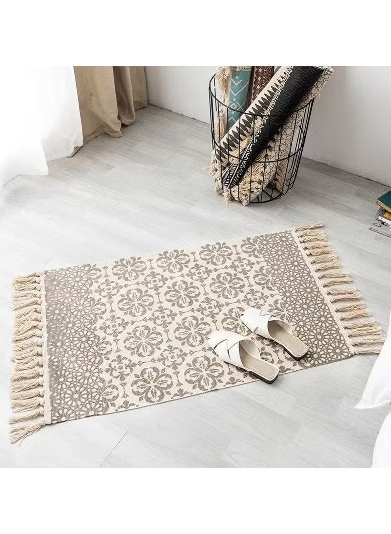 PINKSAMA Hand Woven Rectangle Shaped Soft Rug Vintage Bedside Carpet Washable Floor Rug with Non-slip Back for Kitchen Bathroom Dining Room - Image 3
