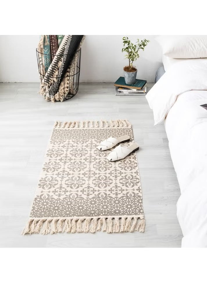 PINKSAMA Hand Woven Rectangle Shaped Soft Rug Vintage Bedside Carpet Washable Floor Rug with Non-slip Back for Kitchen Bathroom Dining Room - Image 4