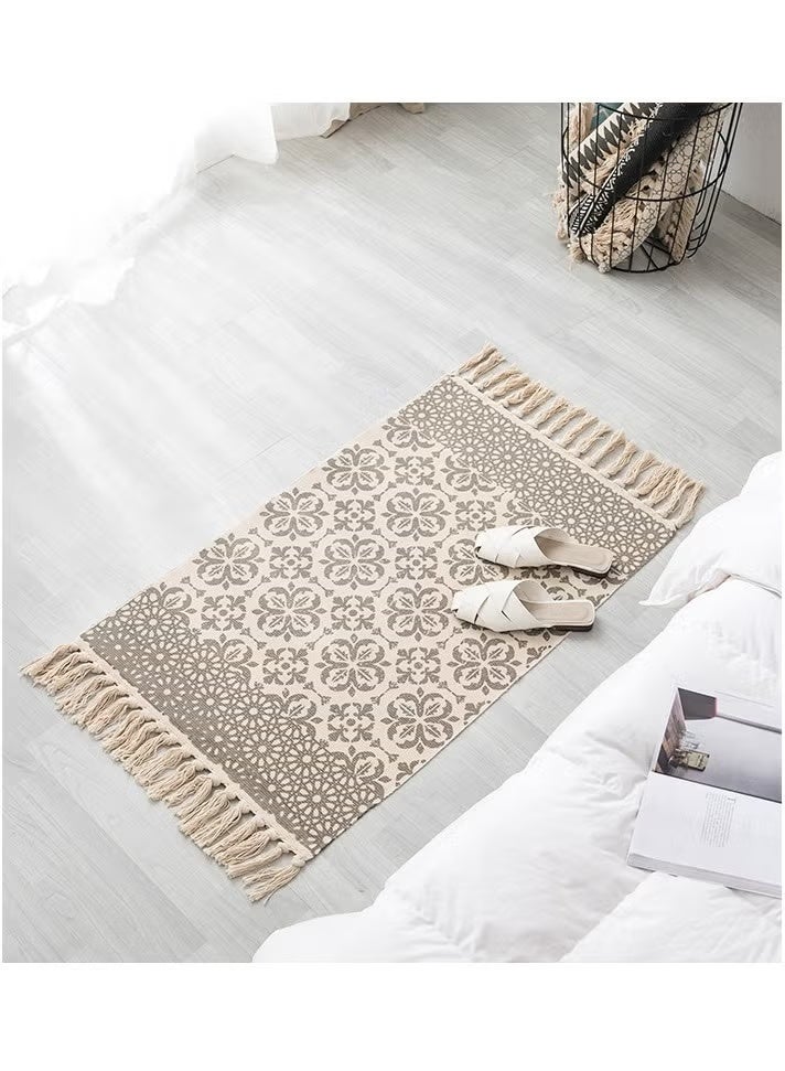 PINKSAMA Hand Woven Rectangle Shaped Soft Rug Vintage Bedside Carpet Washable Floor Rug with Non-slip Back for Kitchen Bathroom Dining Room - Image 2