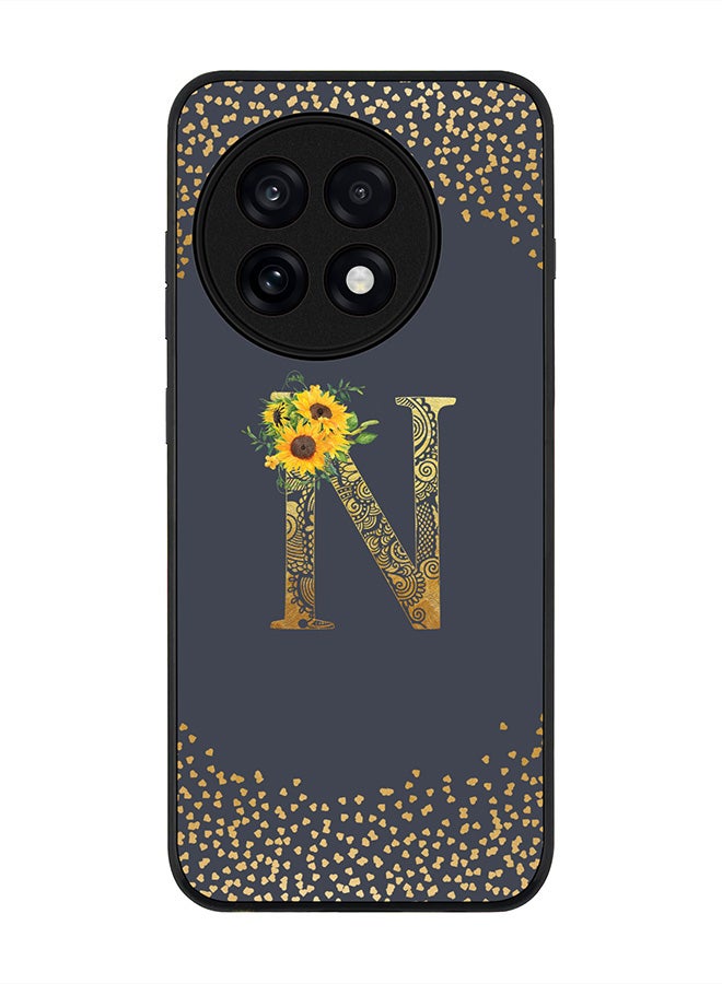 Stylizedd For OnePlus 13R / Ace 5 Pro Case,Slim fit Camera Protection, Shockproof Thin Phone cover  - Custom Floral Monogram - N  (Grey )