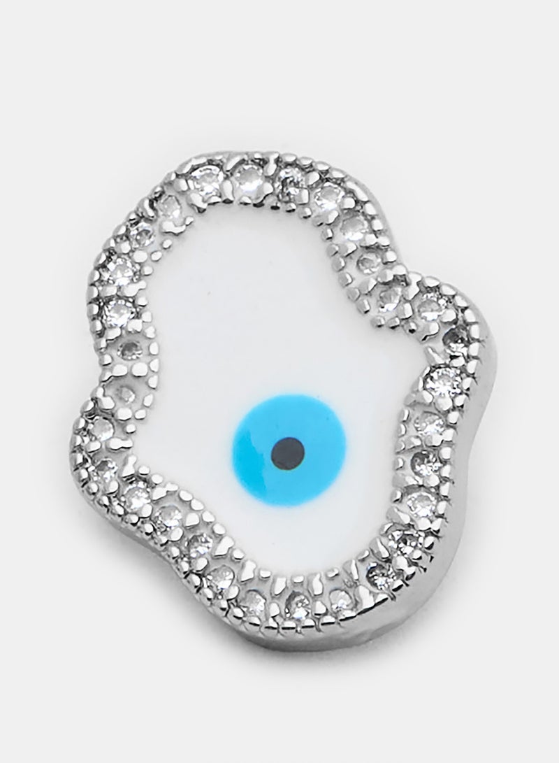 Evil Eye Stud Silver Earrings - Image 2