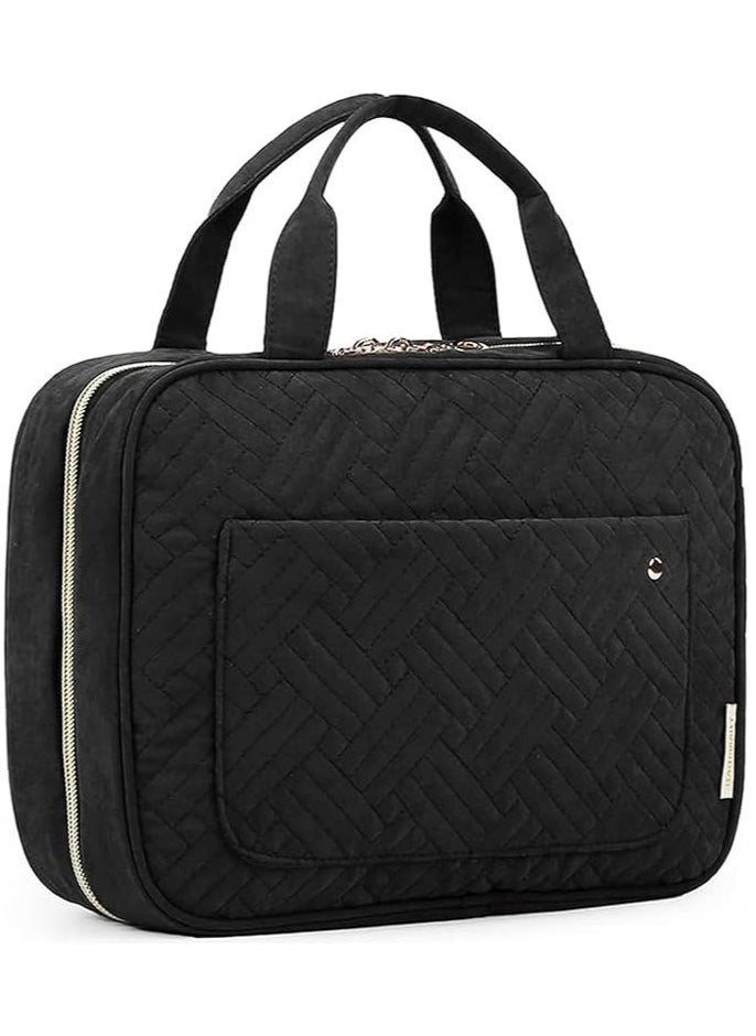 BAGSMART - BAGSMART Bonchemin Black the Space Saver Toiletry Bag Travel Bag with Hanging Hook, Waterproof Cosmetic Bag, Travel Organizer for Accessories, Shampoo, Full Size Container, Hygiene Supplies - Image 1