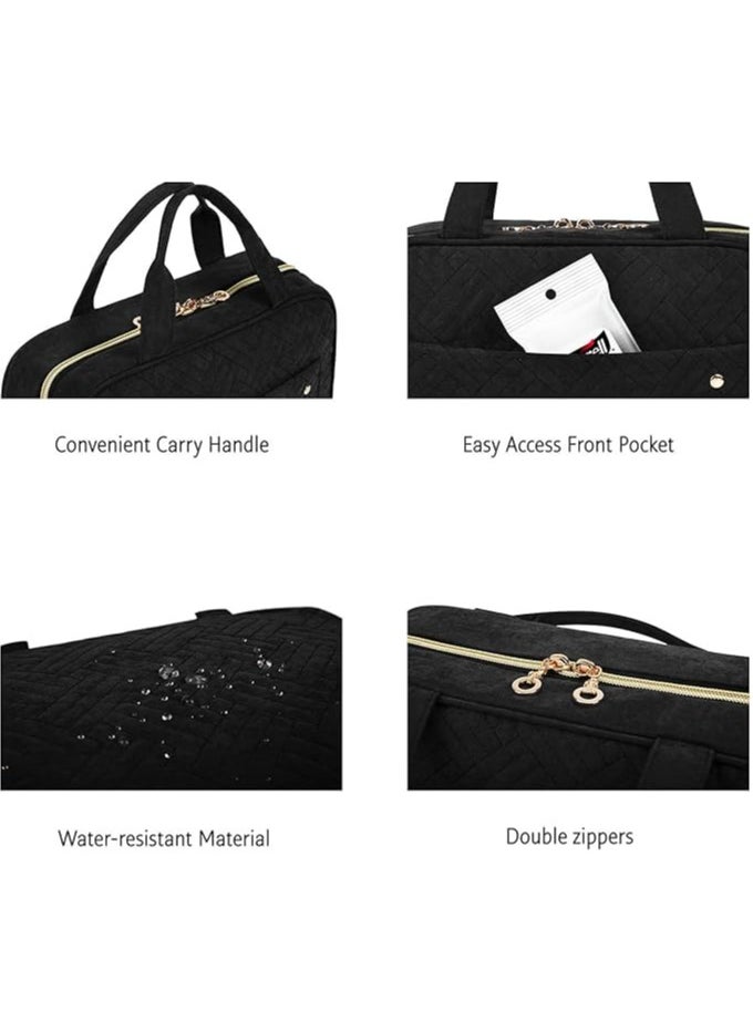 BAGSMART - BAGSMART Bonchemin Black the Space Saver Toiletry Bag Travel Bag with Hanging Hook, Waterproof Cosmetic Bag, Travel Organizer for Accessories, Shampoo, Full Size Container, Hygiene Supplies - Image 1