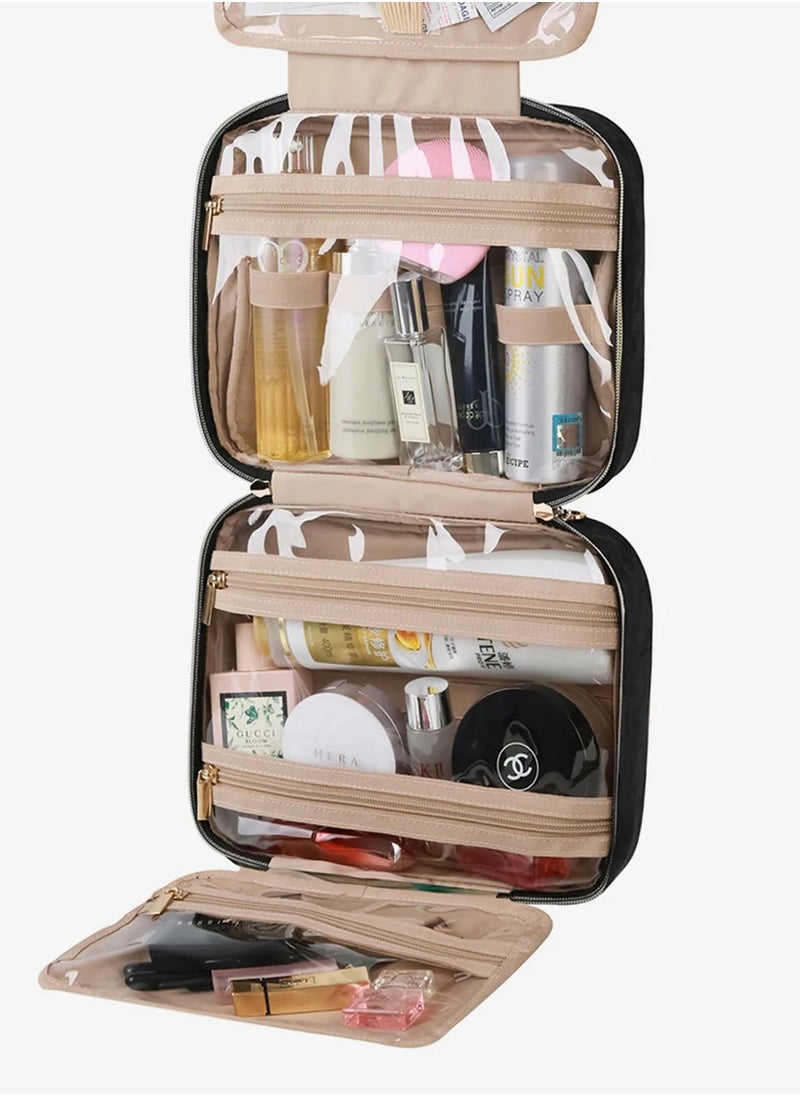 BAGSMART - BAGSMART Bonchemin Black the Space Saver Toiletry Bag Travel Bag with Hanging Hook, Waterproof Cosmetic Bag, Travel Organizer for Accessories, Shampoo, Full Size Container, Hygiene Supplies - Image 1