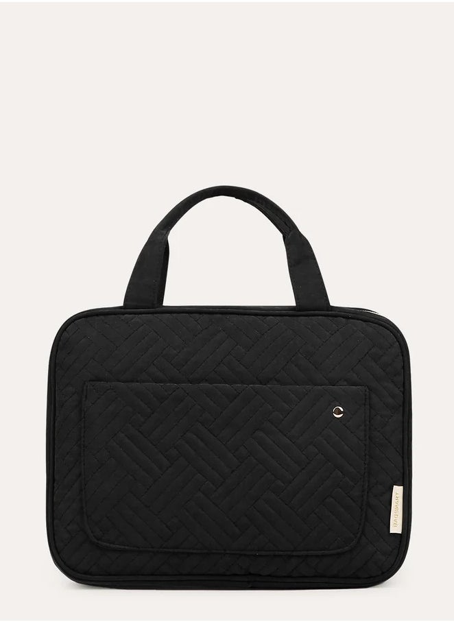 BAGSMART - BAGSMART Bonchemin Black the Space Saver Toiletry Bag Travel Bag with Hanging Hook, Waterproof Cosmetic Bag, Travel Organizer for Accessories, Shampoo, Full Size Container, Hygiene Supplies - Image 1