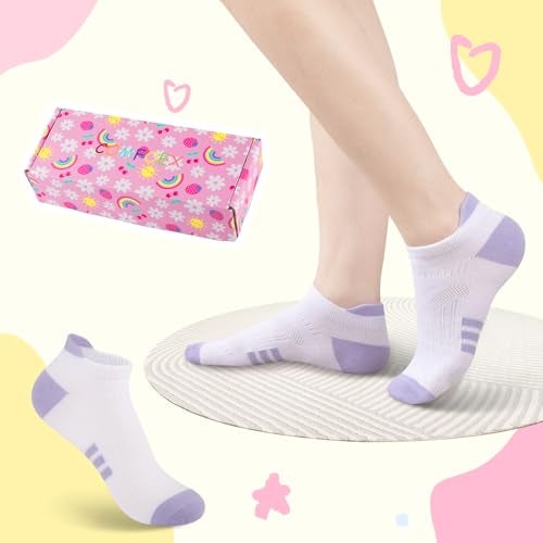 Comfoex 12 Pairs Girls Socks 4-6 6-8 8-10 Years Old Athletic Ankle Cotton Short Socks For Little Big Kids - Image 5