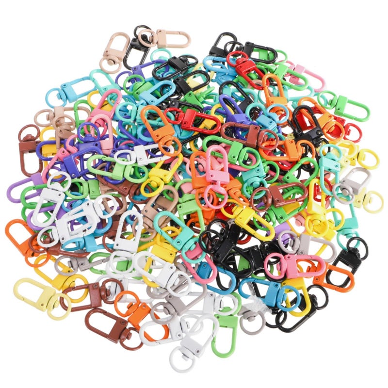 ZAVOOS 200 Pieces Lanyard Swivel Snap Hooks, Colorful Heavy Duty Key Chain Hooks, Small Lobster Claw Keychains Clasps for Jewelry Bag Making, Art Crafts - Image 1