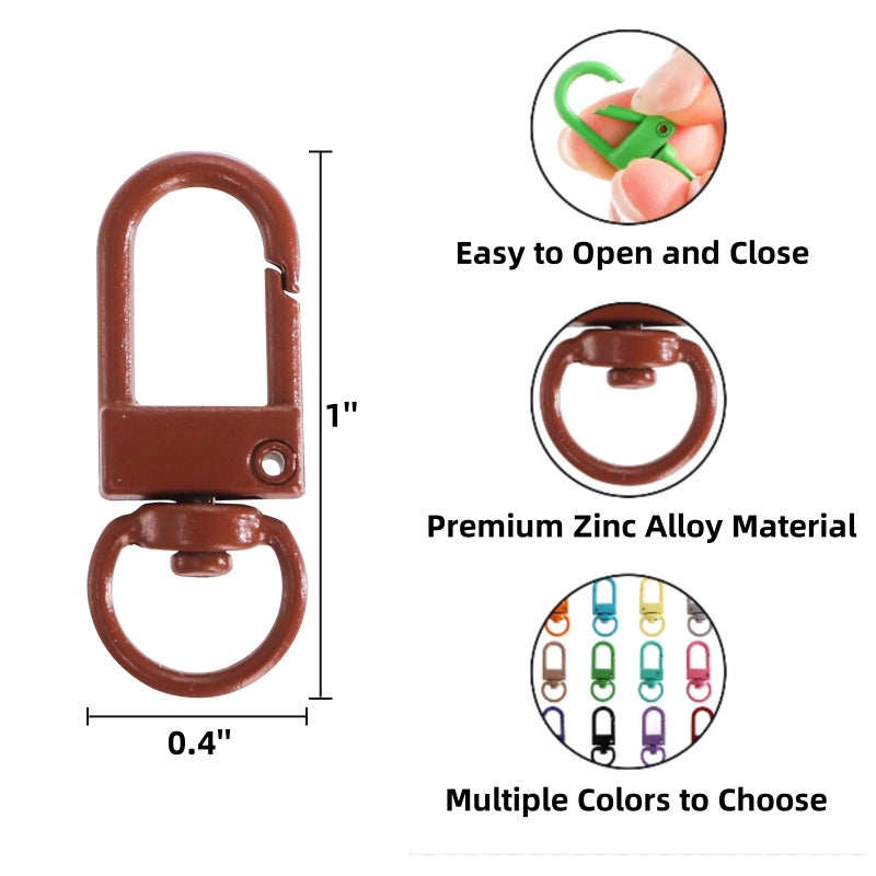ZAVOOS 200 Pieces Lanyard Swivel Snap Hooks, Colorful Heavy Duty Key Chain Hooks, Small Lobster Claw Keychains Clasps for Jewelry Bag Making, Art Crafts - Image 2