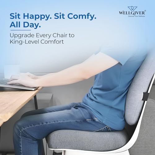 WELLGIVER Ultimate Pro Memory Foam Seat Cushion for Hip, Tailbone & Sciatica Pain Relief | Ergonomic Contoured Design | Pure Memory Foam Support for Office, Home & Car Chairs | Up to 100 Kg Capacity - Image 3