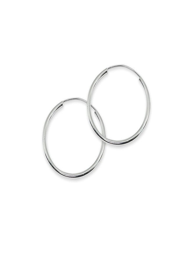 Hoops 4 Less Sterling Silver Medium Endless 2x30mm High Polished Round Lightweight Unisex Hoop Earrings (1 1/5 Inch) - Image 3