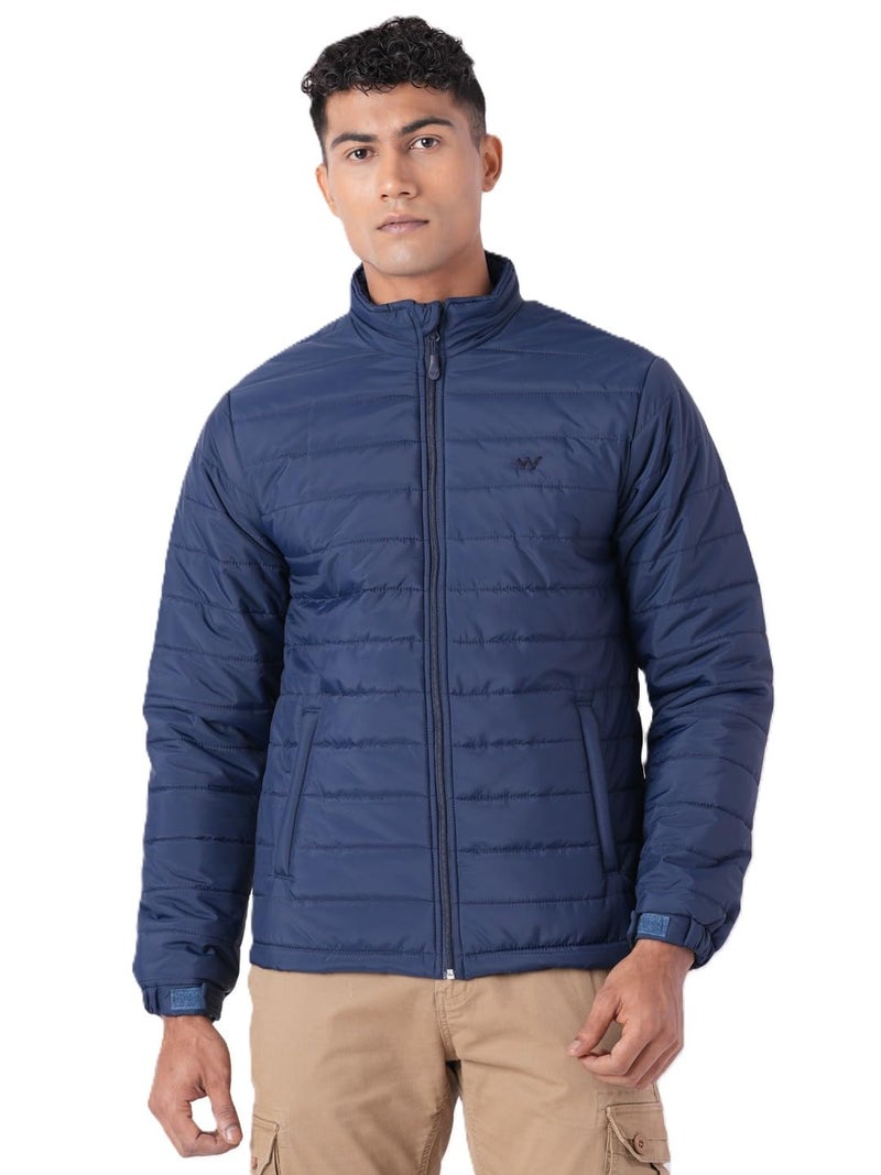 Wildcraft Men Alpine Solid Nylon Blend Collored Casual Quilted Husky Jacket, Full Sleeve - Regular fit, Navy Blue, M - Image 1