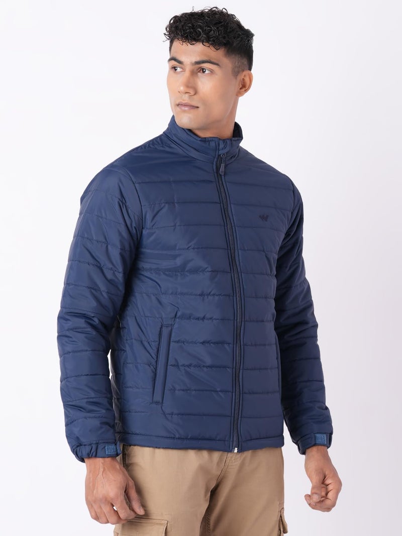 Wildcraft Men Alpine Solid Nylon Blend Collored Casual Quilted Husky Jacket, Full Sleeve - Regular fit, Navy Blue, M - Image 3