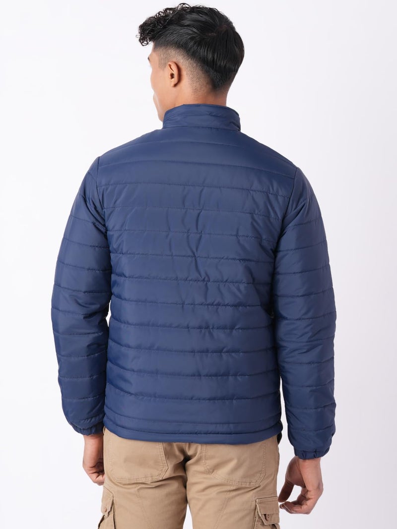 Wildcraft Men Alpine Solid Nylon Blend Collored Casual Quilted Husky Jacket, Full Sleeve - Regular fit, Navy Blue, M - Image 4