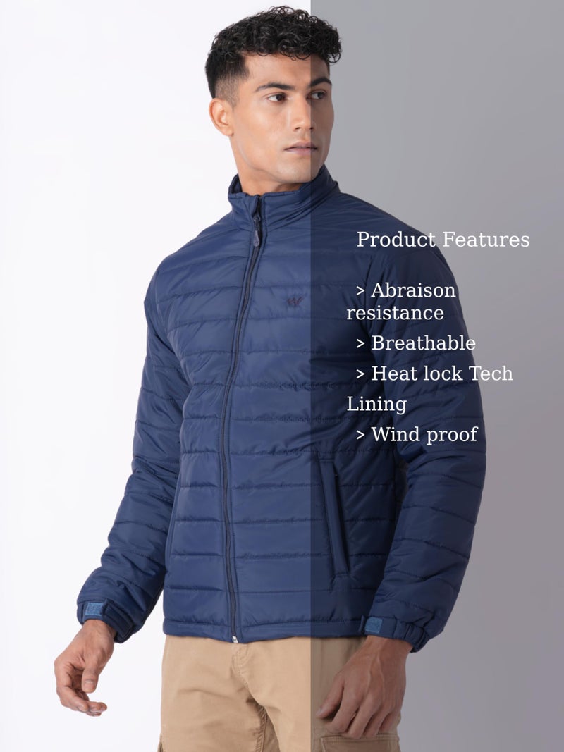 Wildcraft Men Alpine Solid Nylon Blend Collored Casual Quilted Husky Jacket, Full Sleeve - Regular fit, Navy Blue, M - Image 5