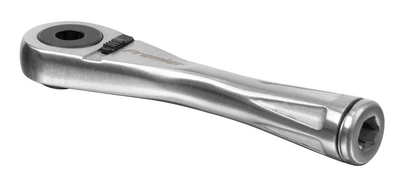 Sealey AK6962 Bit Driver Micro Stainless Steel Ratchet, 1/4 Hex, 85mm x 123mm x 42mm, Silver - Image 1