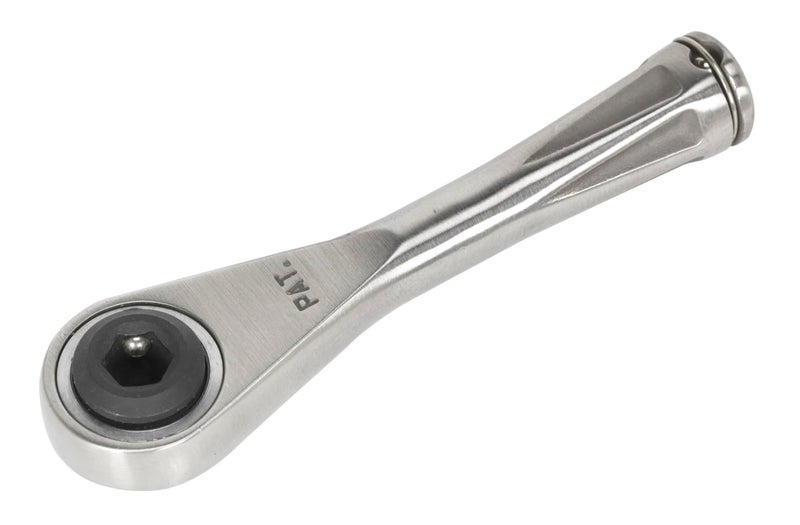 Sealey AK6962 Bit Driver Micro Stainless Steel Ratchet, 1/4 Hex, 85mm x 123mm x 42mm, Silver - Image 3