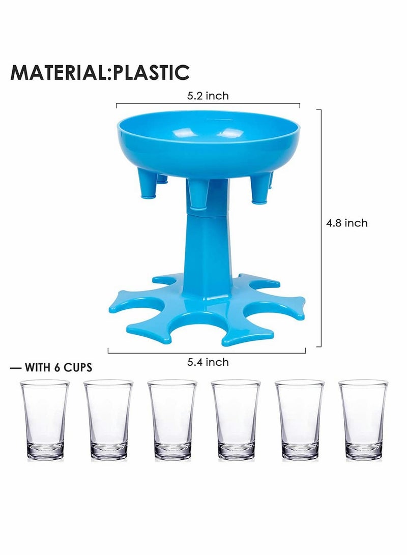 Excefore حامل موزع 6 كؤوس شوت، موزع شوت، موزع مشروبات، موزع شوت متعدد 6 أدوات للشرب (أزرق) - Image 2