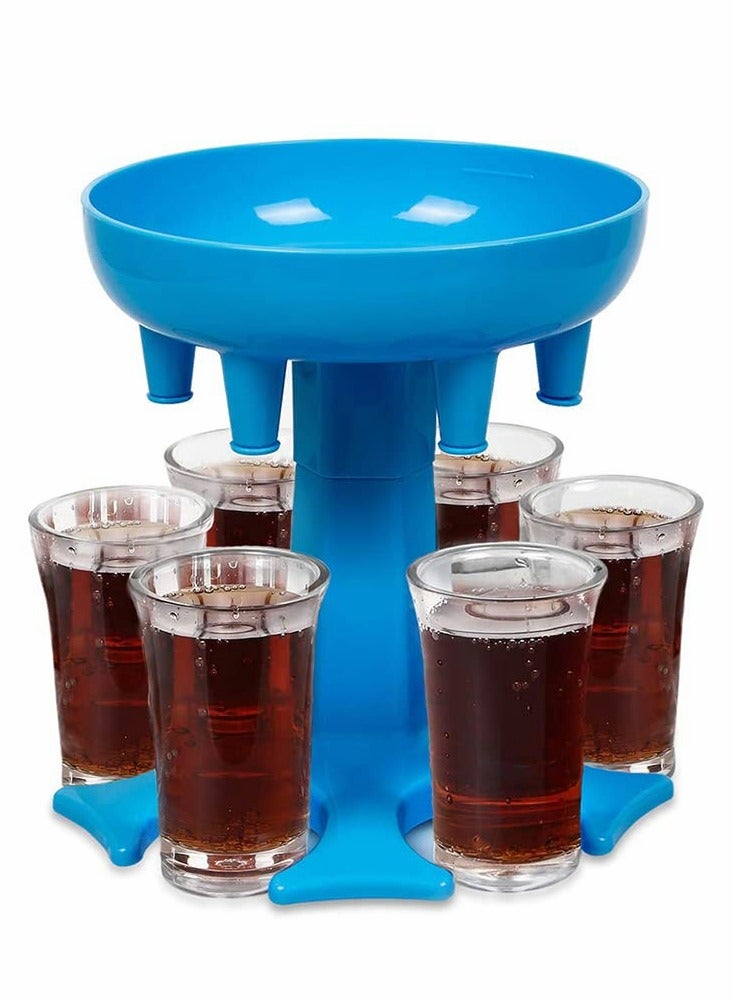 Excefore حامل موزع 6 كؤوس شوت، موزع شوت، موزع مشروبات، موزع شوت متعدد 6 أدوات للشرب (أزرق) - Image 3