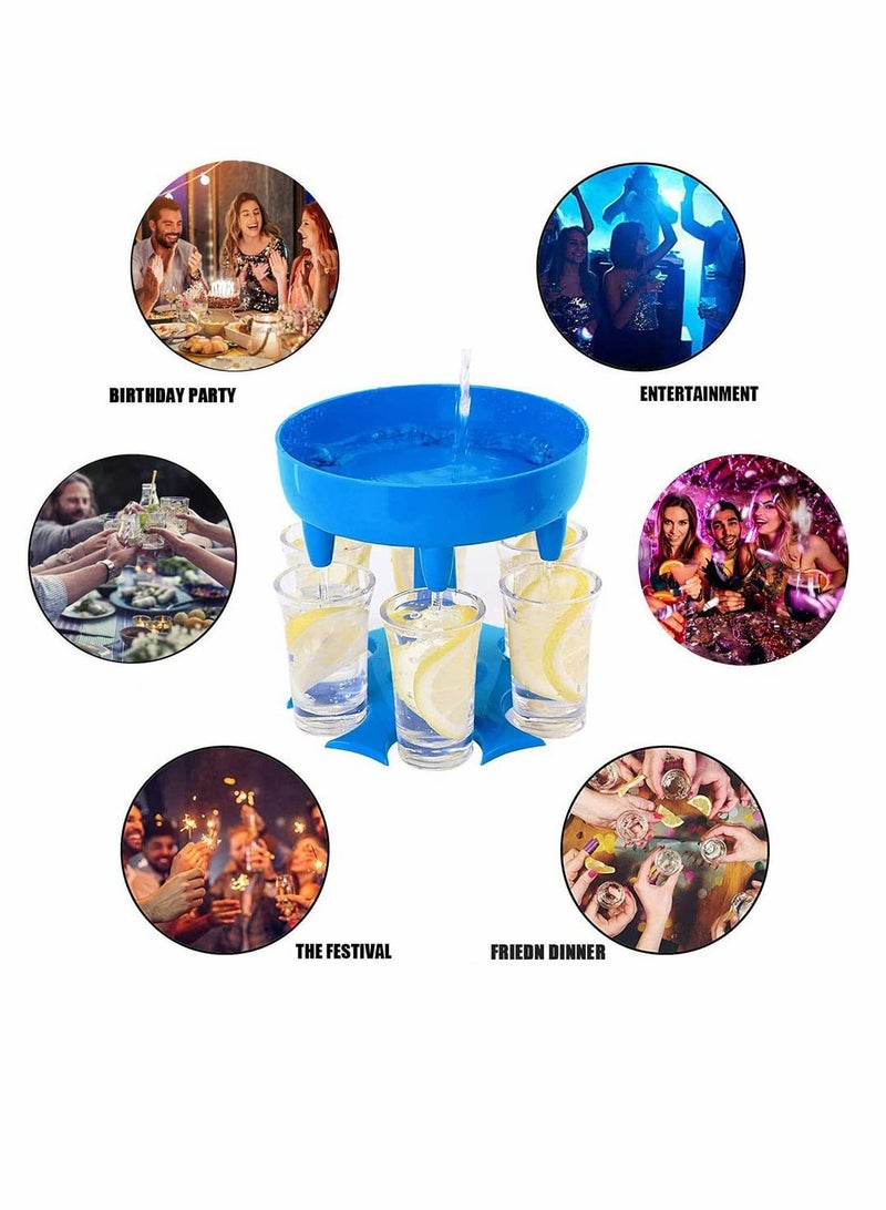 Excefore حامل موزع 6 كؤوس شوت، موزع شوت، موزع مشروبات، موزع شوت متعدد 6 أدوات للشرب (أزرق) - Image 4