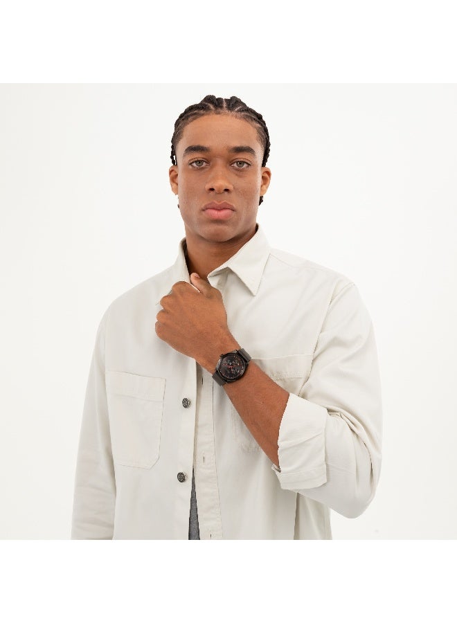 HUGO #BRIGHT SPORT Men's Quartz Watch with Black Dial and Black Leather Strap - 1530423 - Image 5