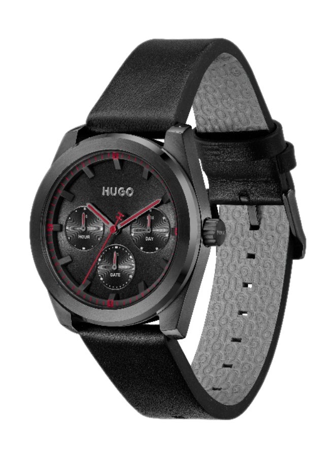 HUGO #BRIGHT SPORT Men's Quartz Watch with Black Dial and Black Leather Strap - 1530423 - Image 1
