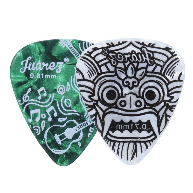 Juarez Acoustic Guitar 3xE 1st String & 2 Pick Set – Replacement High E 1st Steel Strings with 2 Designer Picks for Acoustic Guitars - Image 3