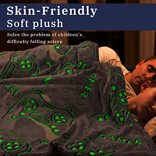 Gitrat Glow in The Dark Blanket Game Controller Throw Blanket, Gamer Gifts Toys for Kids Boyfriend, Boys Teen Soft Cozy Gaming Blanket Gamer Gifts Game Decor Blankets for Home Bedroom 50"x60" - Image 5