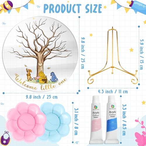 Z1juce Gender Reveal Fingerprint Tree - Winnie Gender Reveal Keepsake Fingerprint Tree Guest Book for Baby Shower Idea Baby Gender Reveal Party with Watercolor Paint to DIY Meaningful Fingerprint Tree - Image 2