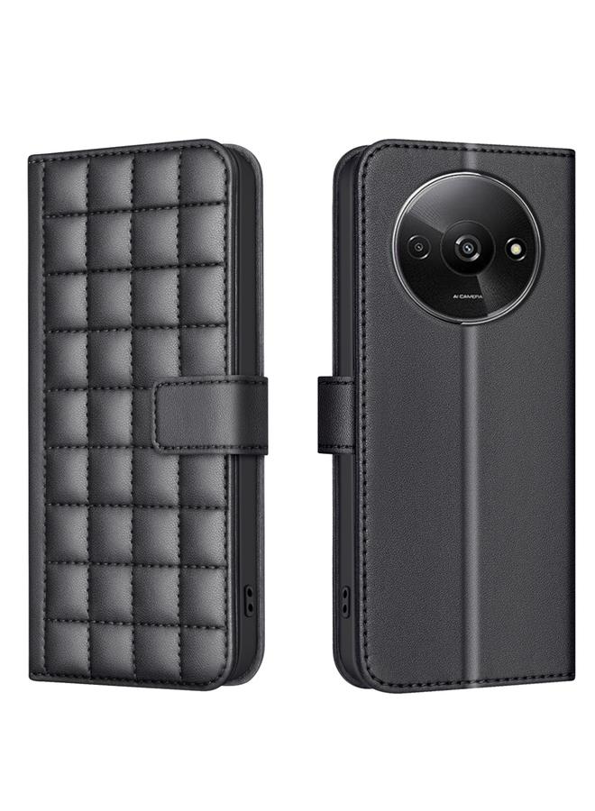 اس-توب جراب هاتف Redmi A3 مصنوع من الجلد بتصميم مربع - Image 1