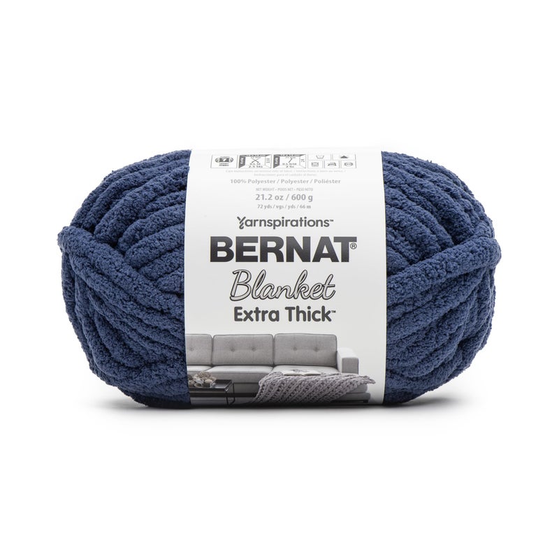 Bernat Blanket Extra Thick Navy Yarn - 1 Pack of 21.12oz/598.74g - 100% Polyester - #7 Jumbo - 72 Yards - Chunky Yarn for Hand Knitting, Crocheting, Crafts & Amigurumi - Image 2