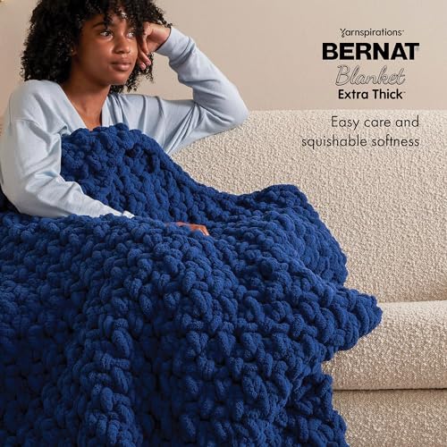 Bernat Blanket Extra Thick Navy Yarn - 1 Pack of 21.12oz/598.74g - 100% Polyester - #7 Jumbo - 72 Yards - Chunky Yarn for Hand Knitting, Crocheting, Crafts & Amigurumi - Image 4
