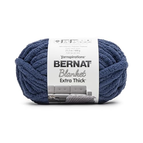 Bernat Blanket Extra Thick Navy Yarn - 1 Pack of 21.12oz/598.74g - 100% Polyester - #7 Jumbo - 72 Yards - Chunky Yarn for Hand Knitting, Crocheting, Crafts & Amigurumi - Image 1