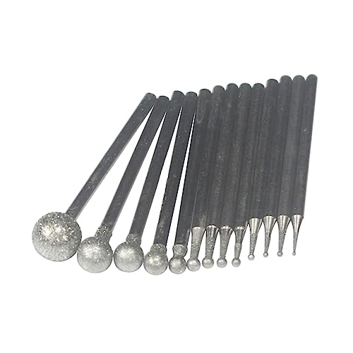 LUO KE 𝐋𝐮𝐨 𝐤𝐞 13 Pcs Ball Shape Diamond Burr - 3/32'' Shank Diamond Mounted Round Ball Burs Stone Carving Bits for Rotary Tools includes Dremel - Image 3