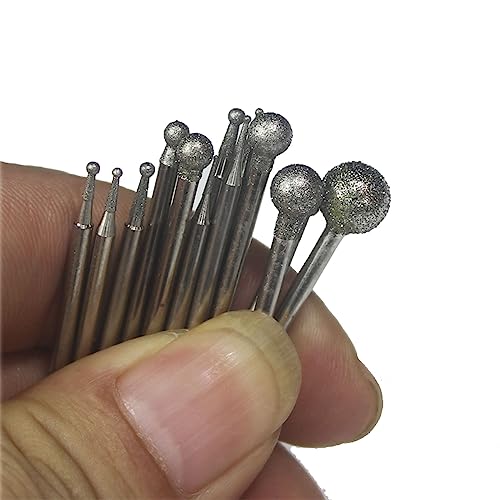 LUO KE 𝐋𝐮𝐨 𝐤𝐞 13 Pcs Ball Shape Diamond Burr - 3/32'' Shank Diamond Mounted Round Ball Burs Stone Carving Bits for Rotary Tools includes Dremel - Image 1