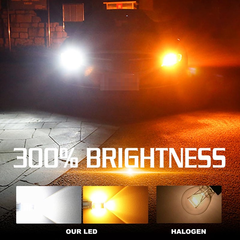 AZQOP 3157 Switchback LED Turn Signal Bulbs for Chevy Silverado/GMC Sierra 1500 2500 2001-2013, 3057 4057 Parking Lights, 300% Brightness, Dual Color 6000K White/3000K Amber, Plug and Play, Waterproof, 4PCS - Image 2